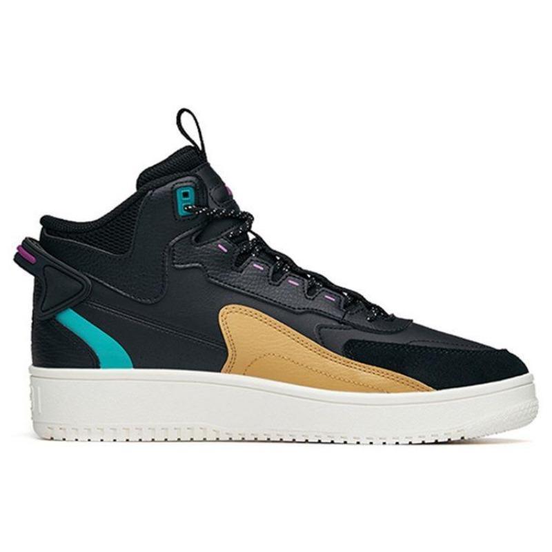 Anta Comfortable Wraparound Anti-Slip Shock Absorbing Wear-Resistant High-Top Sneakers Men Sneakers Black Green Yellow 112148013R-3