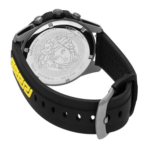 Versace GRECA ACTION CHRONO Watch, VE3J00322, Men's, Yellow, Black Dial, Stainless Steel, Sapphire Crystal, Quartz Movement, 45mm, Swiss Made