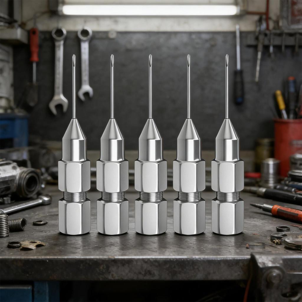 Grease Needle Tip 5 Pieces Detachable Ultra-Slim Grease Straight Nipple Tip Kit For Truck Vehicle RV Sedan Automotive Pickup