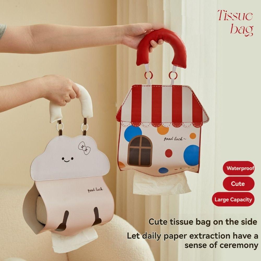Waterproof Wall Hanging Napkin Dispenser Cartoon Tissue Storage Holder Hanging Tissue Bag  Hotel