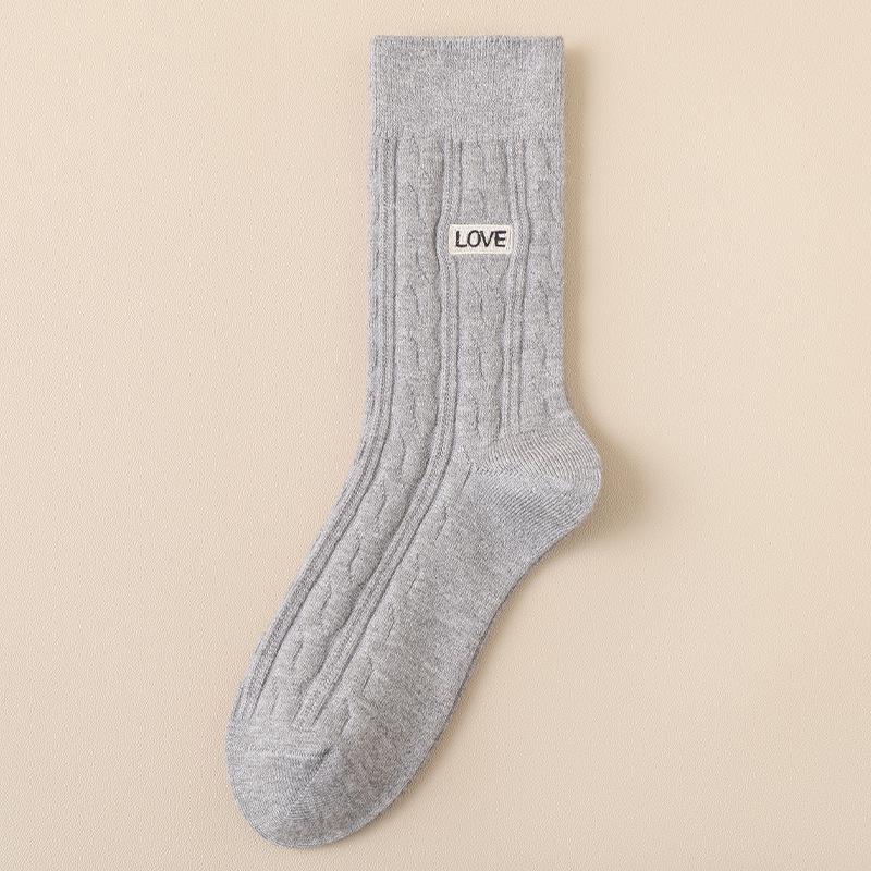 

Женские вышитые носки средней длины с ворсом, универсальные удобные дышащие тонкие носки средней длины с ворсом 1 Pair светло-серый