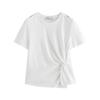 Chuyu Women's Twist Knot Irregular Round Neck Short Sleeve T-Shirt