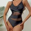 Biquíni feminino sexy cintura alta maiô praia feminino verão maiô