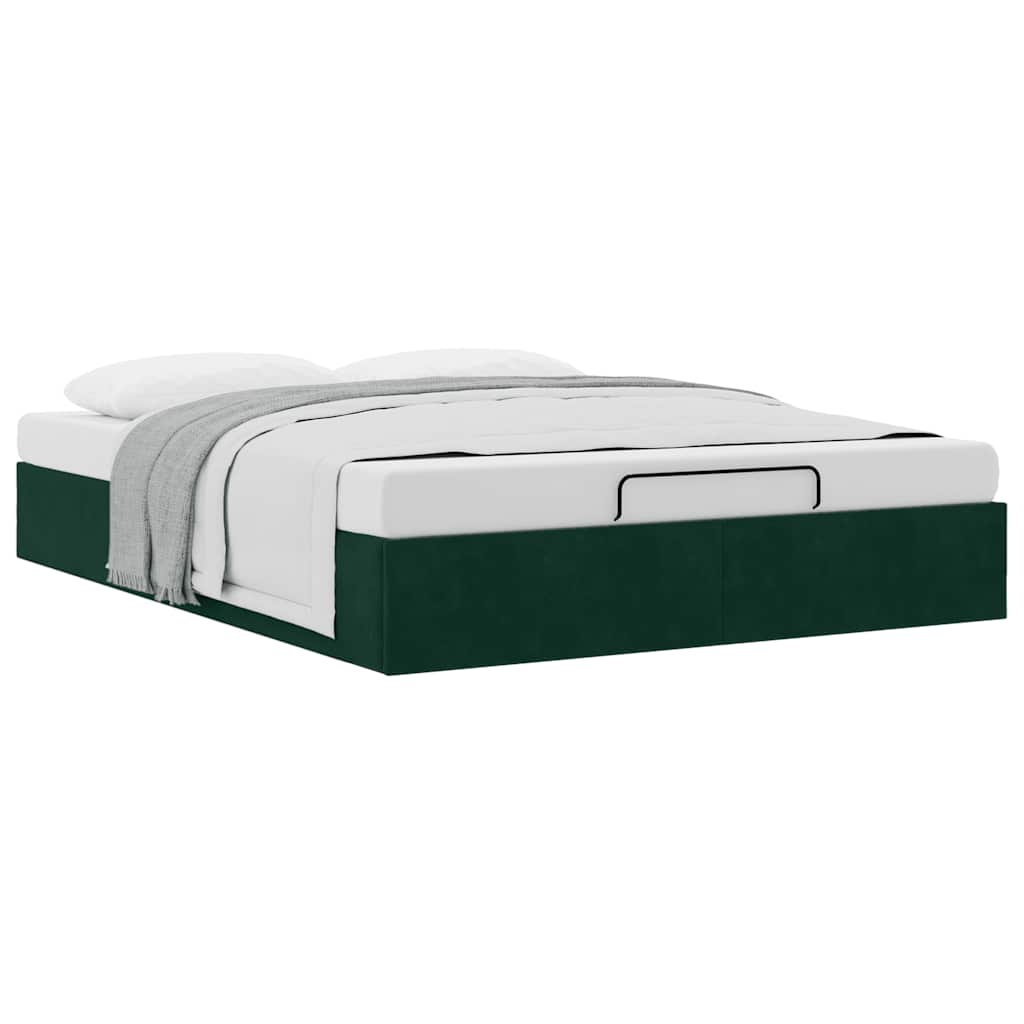 Ottoman Bed Without Mattress Dark Green 140x190 Cm Velvet