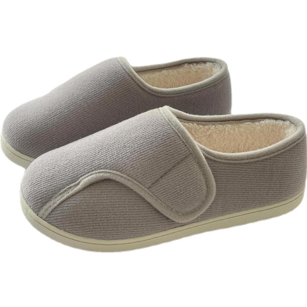 Women Memory Foam Slippers Adjustable Closed Toe Swollen Feet Slippers Comfortable House Indoor Outdoor Shoes with Rubber Sole