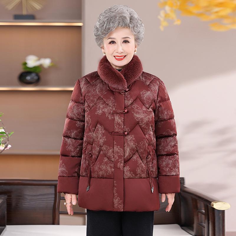 

Grandma s Warm Velvet-Lined Winter Coat for Middle-Aged and Elderly Women XL (90-110 lbs)