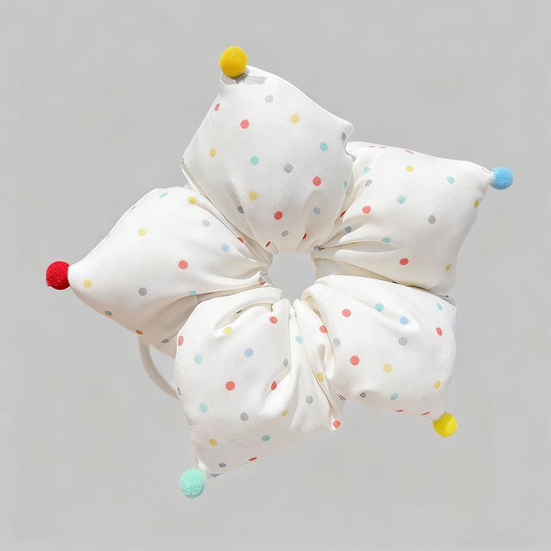 Polka Dot Star Sponge Scrunchie Hair Tie for Women