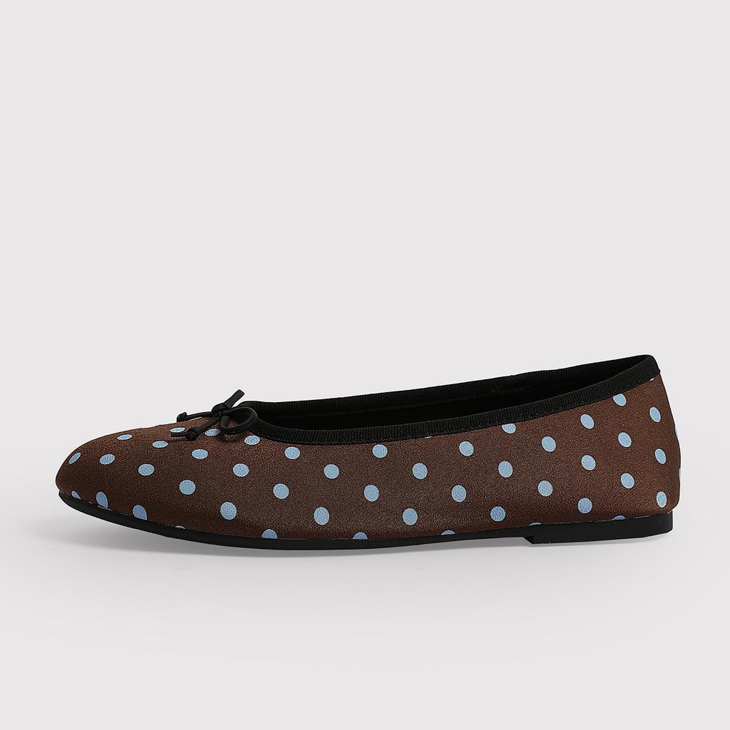 French FlatBottomed Bow OnePedal ShallowMouth Single Shoes Women'S Spring Round Head Evening Shoes Ladyshoes