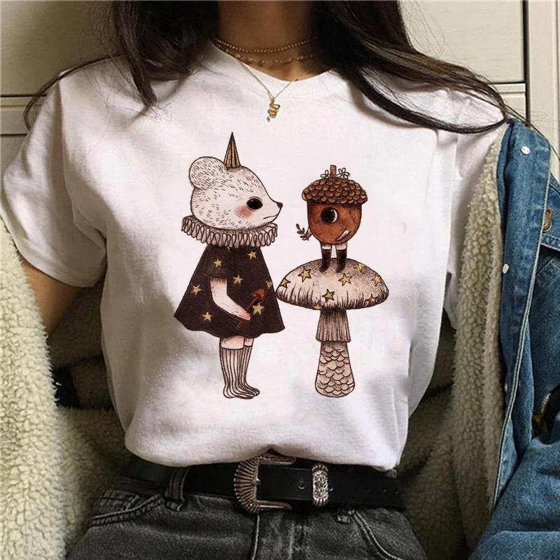 Harajuku casual women's T-shirt summer cartoon women's mushroom pattern women's T-shirt Harajuku street wear T-shirt
