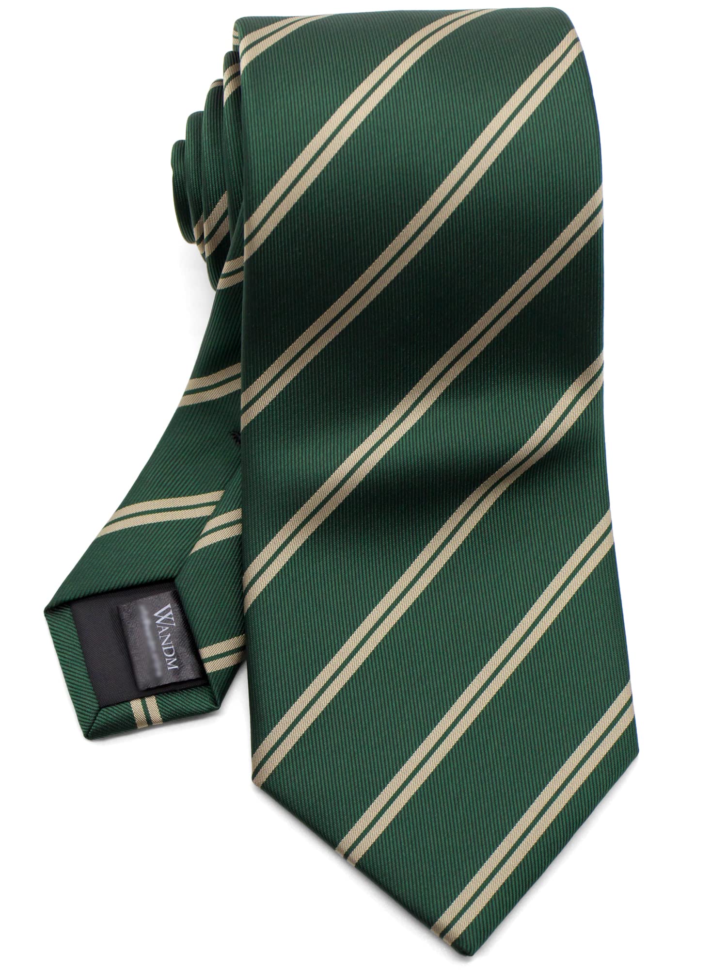[WANDM] Men s Formal Business Office Tie, 8cm Wide, Regular Tie, Washable, Double Regimental Stripe Pattern, Dark Green