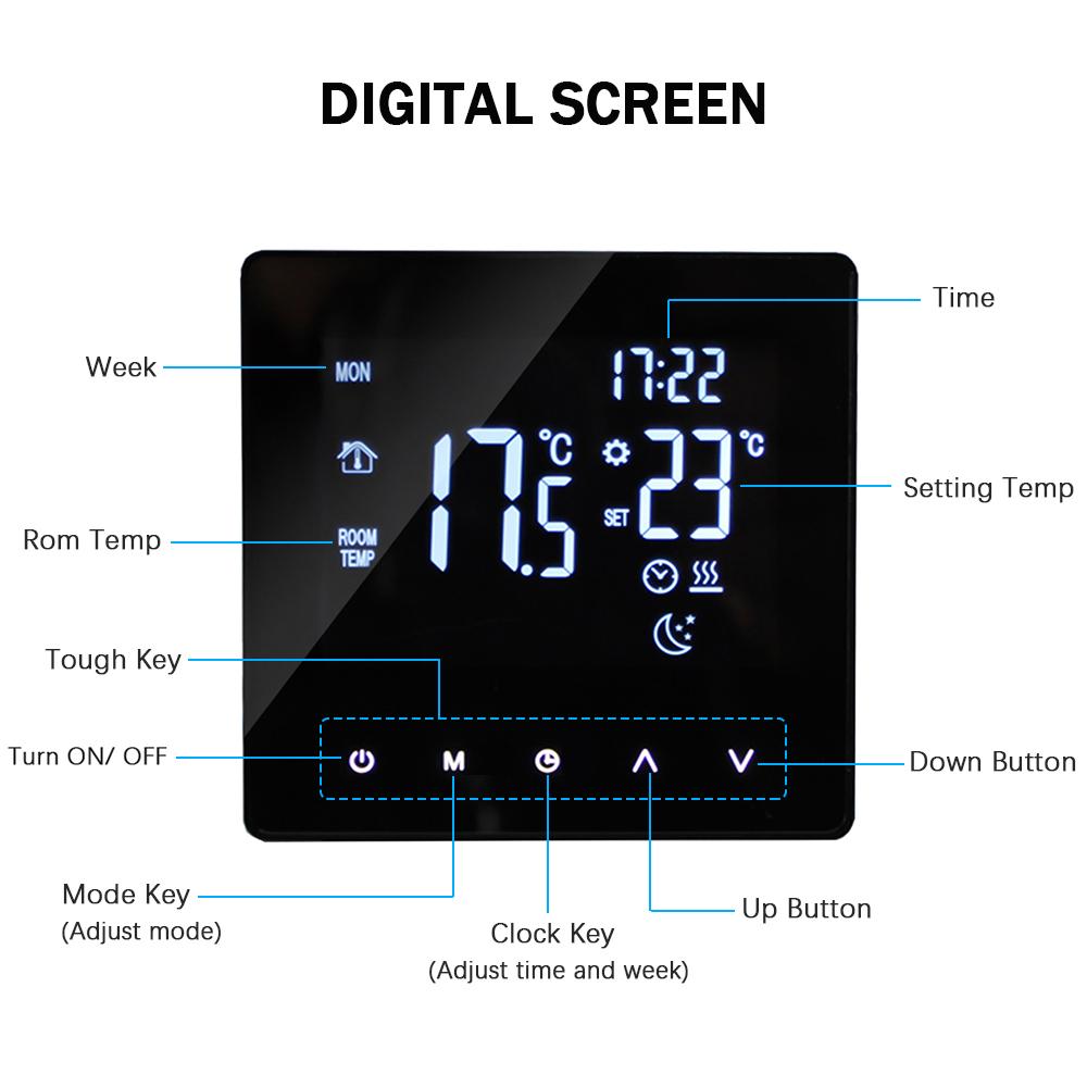 Smart Thermostat LCD Backlit Weekly Programmable Thermostat for Water Hting System
