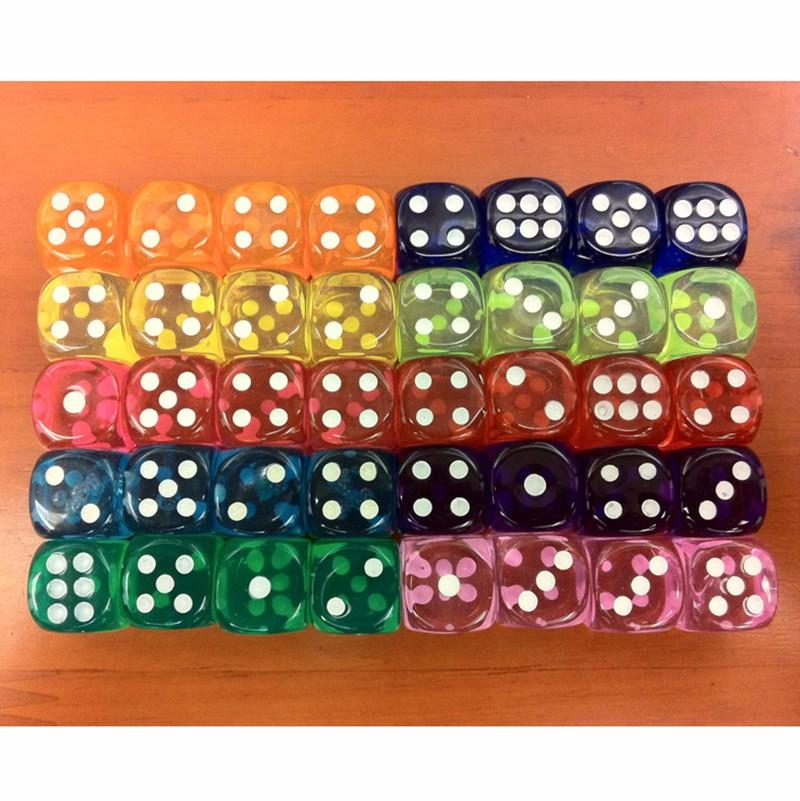 30Pcs 6 Sided Portable Table Games Dice 14Mm Acrylic Round Corner Board Game Dice Party Gambling Game Cubes Digital Dices