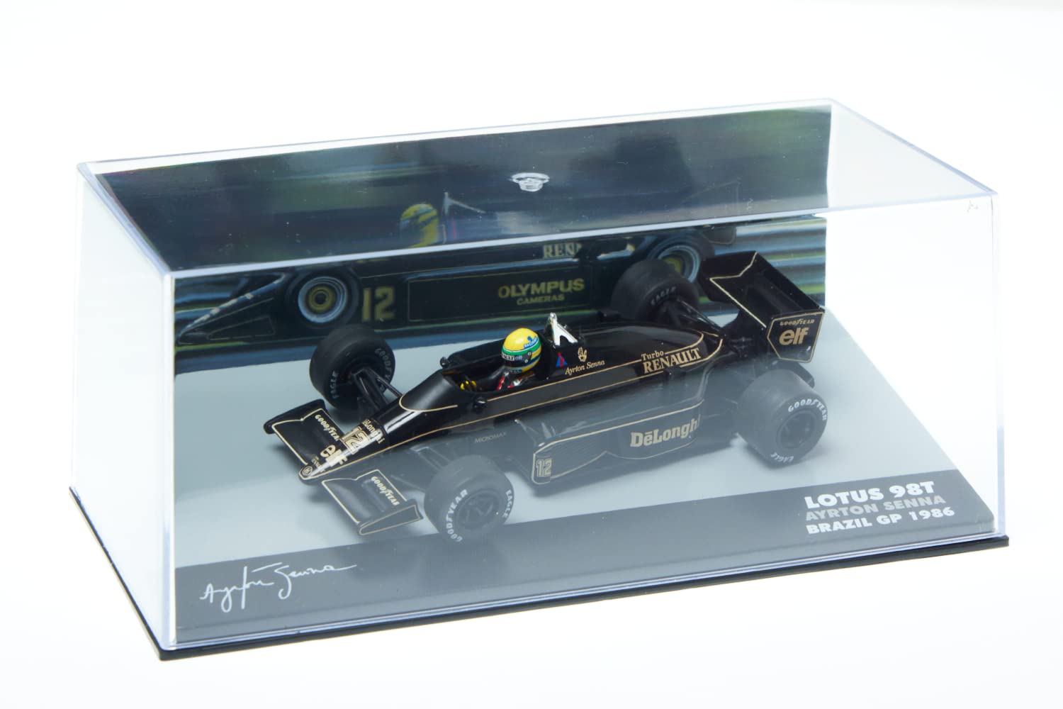 

scale F1 diecast model car Brazilian Grand Prix 1986 Ayrton Senna Lotus Renault Ayrton Senna Team John Player Special 1/43 [Lotus 98T]