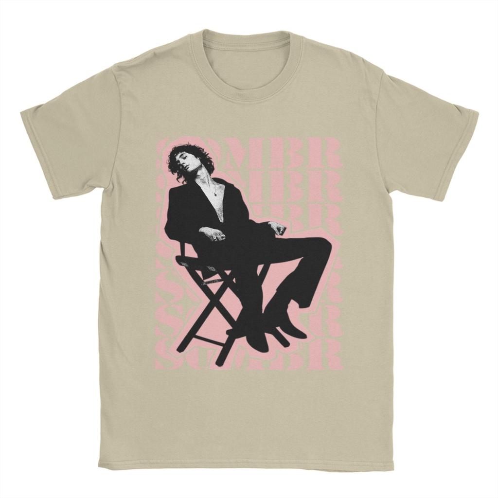 Unisex T-Shirts Sänger Sombr Vintage Reine Baumwolle T-Shirts Kurzarm T-Shirt Rundhals Kleidung Bedruckt