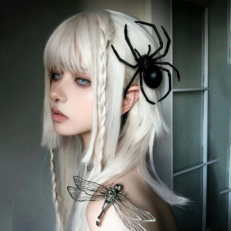 Versatile Halloween Simulation Spider Hair Clip Black Realistic Prank Prop for Hair Costume Halloween Party Home Decor