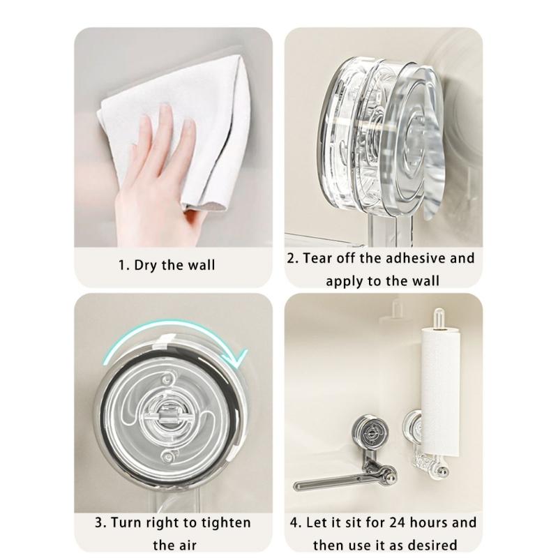 Easy Installion Rotatable Paper Towel Holder Suction Cup Hook for Efficient Kitchen and Bathroom Storage Solution