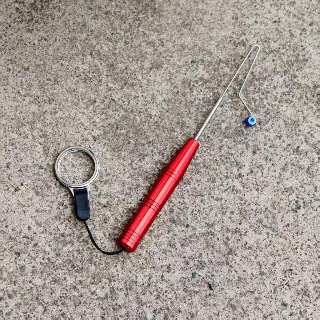 Quick Fish Unhooking Kit: Needle Stopper with Micro Lure Minnow, White Stripe Hook Remover, and Fishing Net Unhooker.