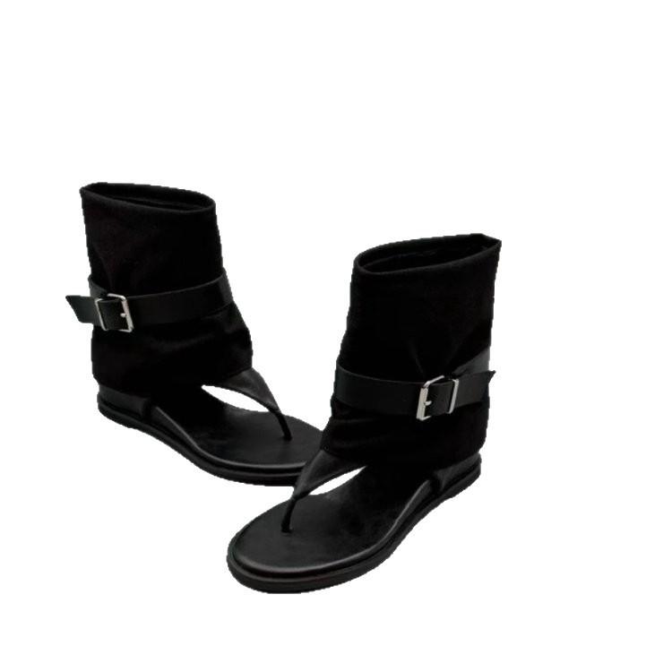 Cool boots Roman style toe casual cool boots cover boots 2025 summer new inner height increase casual trouser tube boots