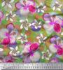 Soimoi Japan Crepe Satin Fabric Leaves & Plumeria Flower Decor Fabric Printed Metre 42 Inch