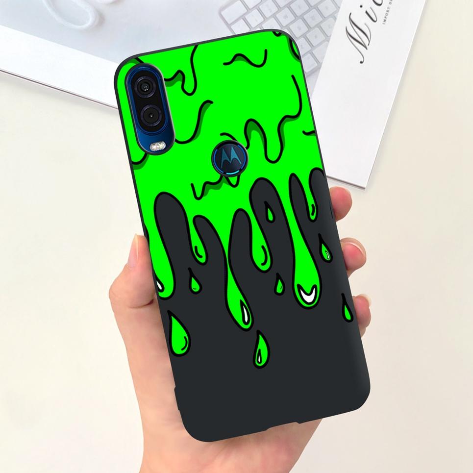 For Motorola One Vision Case One Macro BaCK Cover Gothic Black Cool Fashion Phone Mask For One Vision OneMacro Bumper Soft Matte
