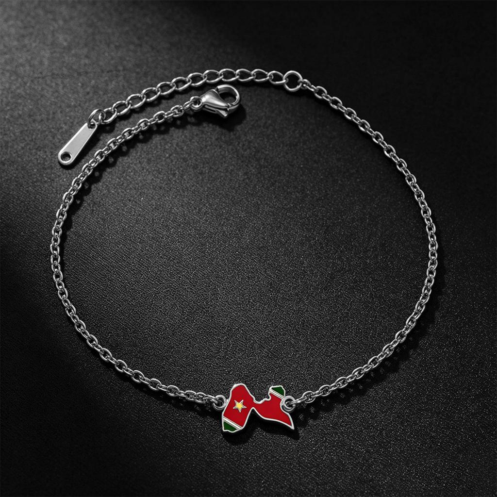 Reunion Guadeloupe Martinique French Guiana Enamel Dainty Chain Bracelet 304 Stainless Steel Patriotic Souvenir Wrist Jewelry