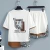 Men's Sets Fashion splice Print Streetwear Summer Tracksuit T-Shirt Shorts Set Men Two Piece Joggers Sports Suit