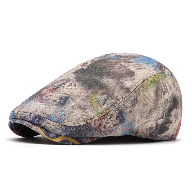 Tie-Dye Beret Women's Spring Summer Thin Cap Graffiti Forward Cap Men Newsboy Hat