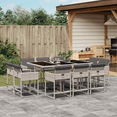 Vidaxl 11-Cz. Garden Furniture Set With Cushions Light Grey Rattan Pe