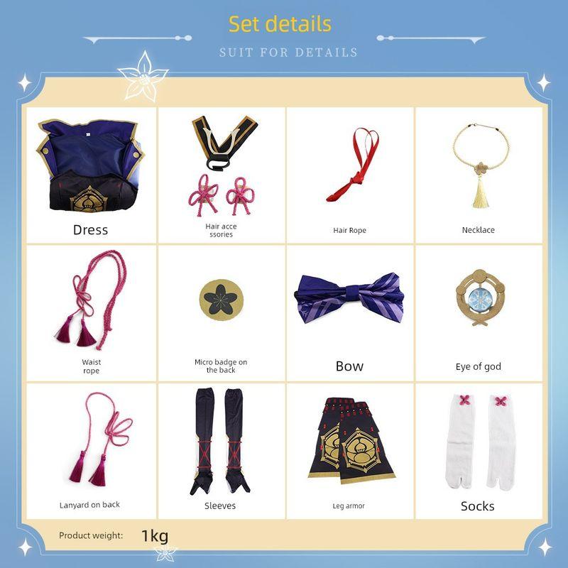 Genshin Impact Cosplay Costume for Women, Kamisato Ayaka Inazuma Lady Cosplay, 2D Character Role-Playing Stage Outfit