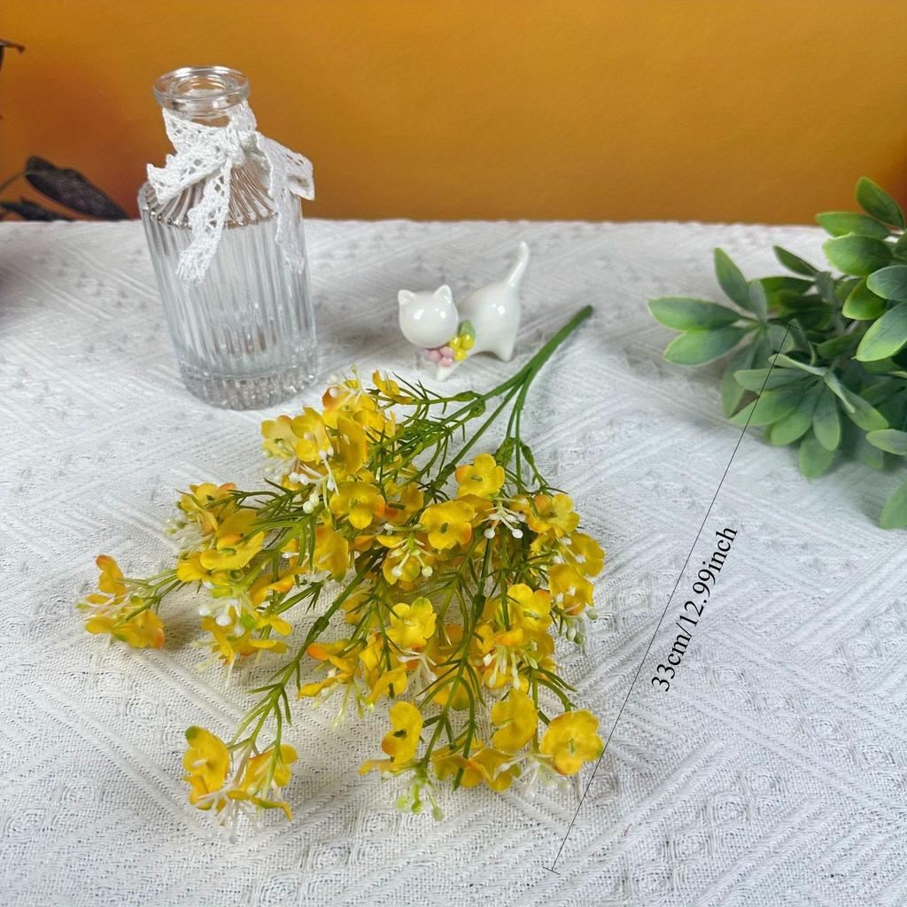 1Pc Fresh Pastoral Style Simulation 5-pronged Wintersweet Baby's Breath Bunch of Flowers