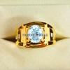 Aquamarine Oval Cut With 925 Sterling Silver Gold Plated Ring For Men's #A736 JL375659042889