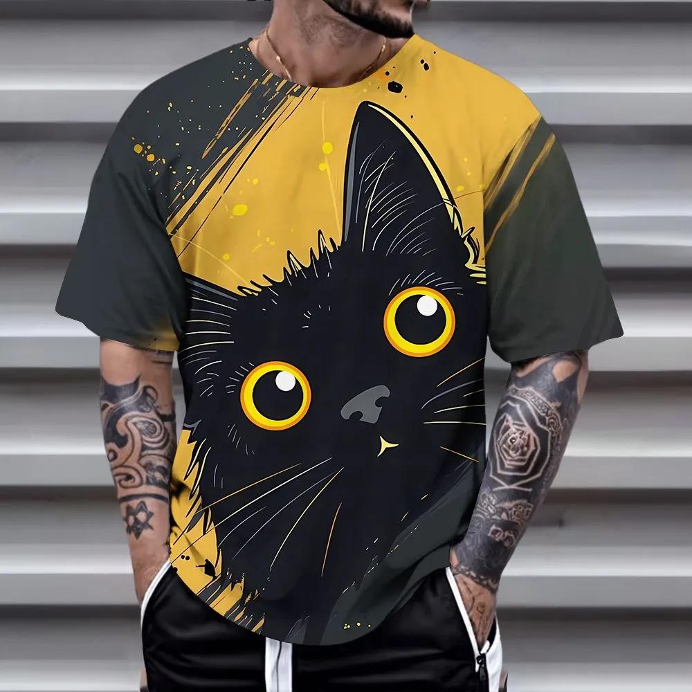 Short Sleeve Cartoon Print T-Shirt Casual Weekend Wear Crew Neck Men and Teens Vacation Resorts Spring/Summer/Fall