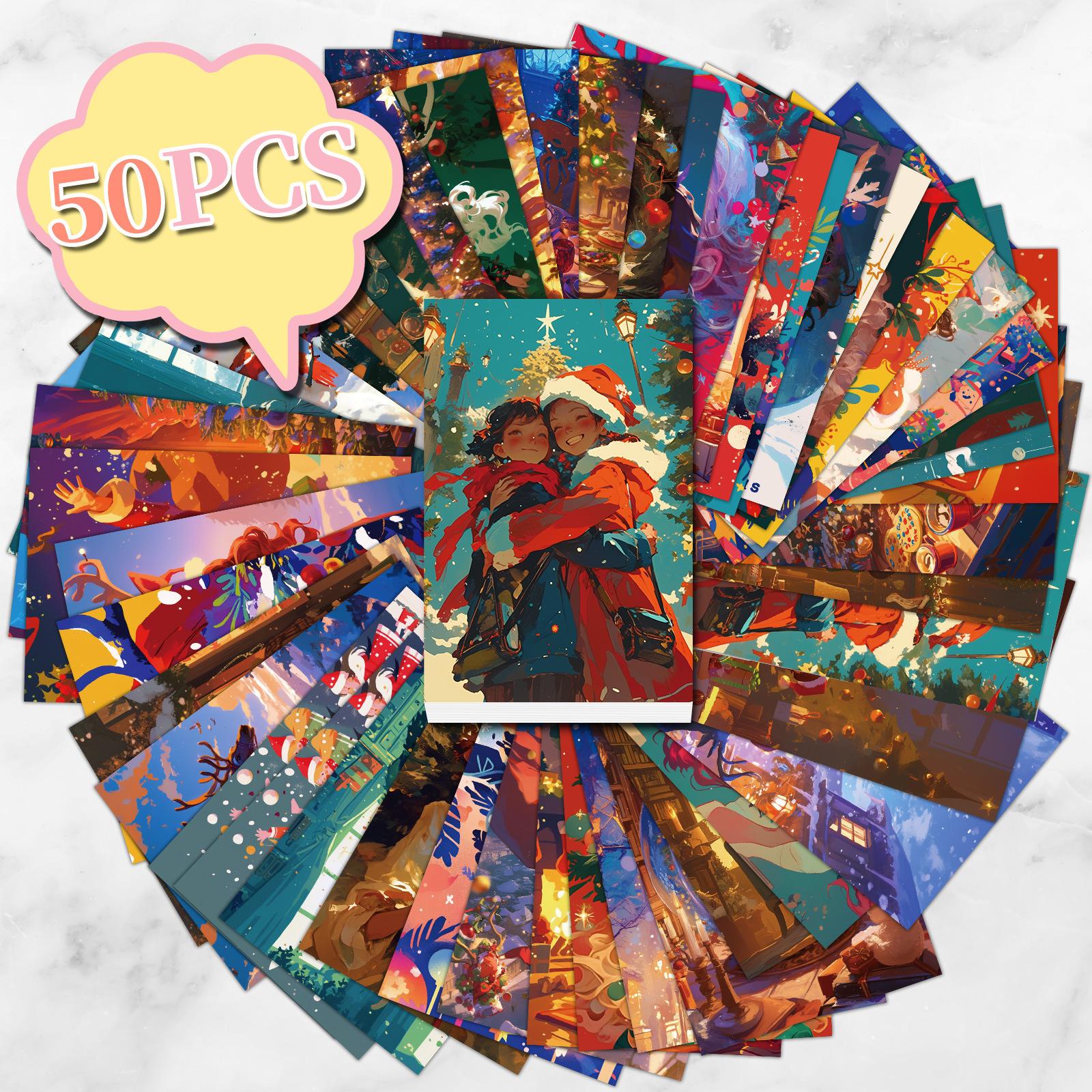 

50 Рождественский день Атмосфера Пейзажная карта Настенное украшение Открытка Фон для рождественской елки Открытка для сообщения T01042192