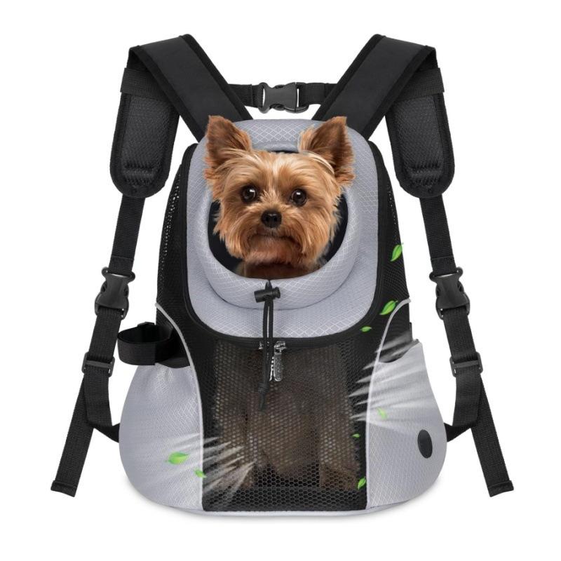 Dog Backpack Ventilated Adjustable Pet Cat Chest Backpack Small Dog Backpack Medium and Large Size Cat Carry Bag Pet Products серый