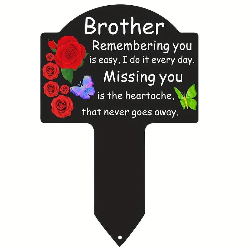 1pc Garden Memorial Stake for Mom/Dad/Brother/Mom and Dad/Husband/Wife and Other Relatives, Flower Butterfly Theme for Cemetery