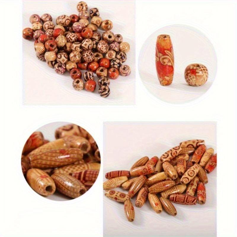 100Pcs/Bag Small Size Jewelry Type Mixed Wooden Beads Big Hole Beads Fit Charm Bracelet DIY for Jewelry Making.