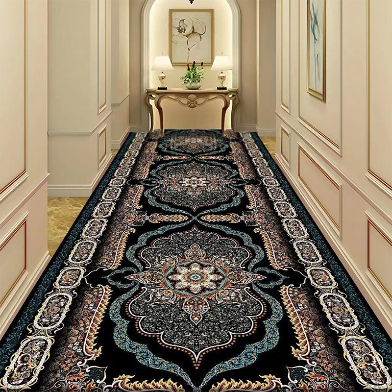 Retro Long Corridor Carpet Runner Hallway Long Rug Customizable Hotel Decoration Stair Carpet Aisle Non-slip Floor Mat Luxury