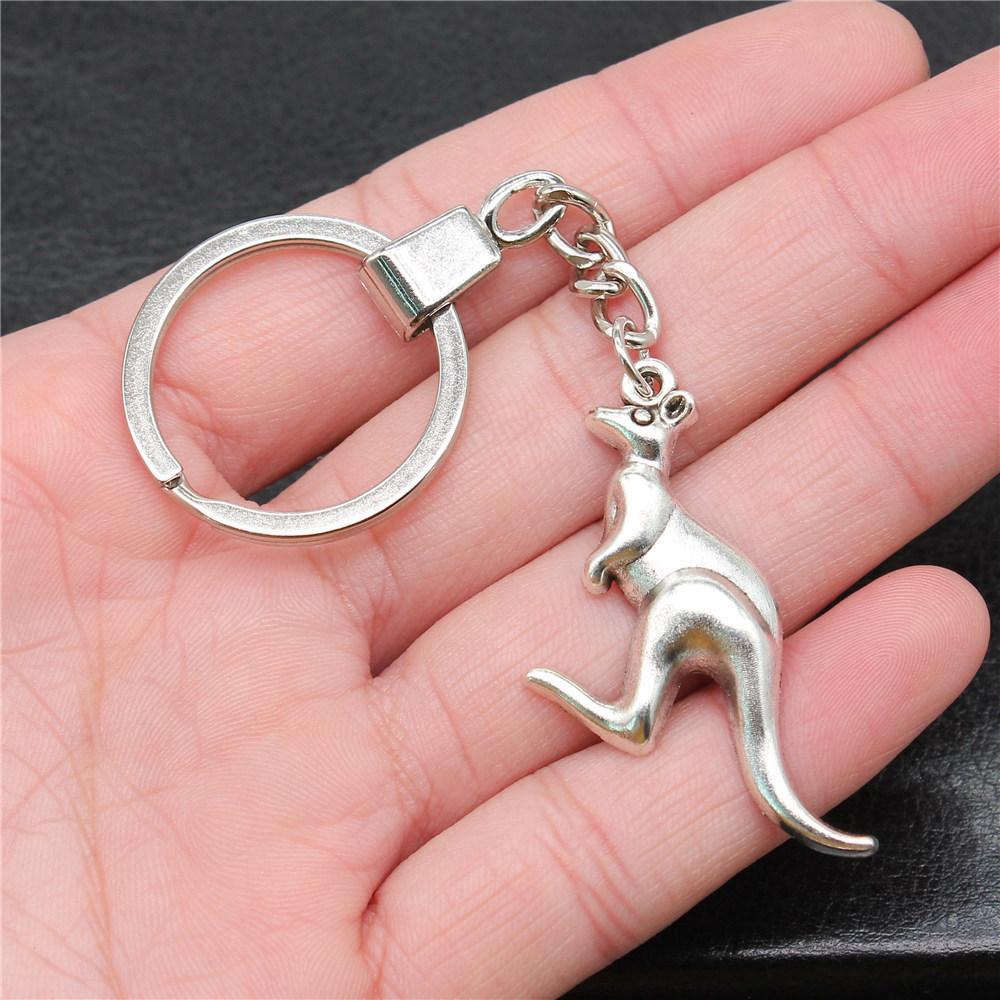 Dinosaur Animal Prehistoric Creature Pendant Antique Bronze Metal Keychain with 30mm Ring for Women High Quality