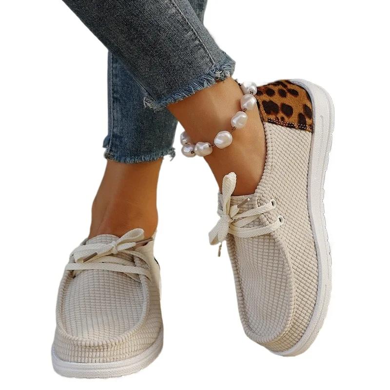 Fashion 2025 New Arrival Plus Size Casual Sneakers Breathable Two-Tone Flat Shoes Light Weight Versatile Lace-Up Walking Shoes for Women