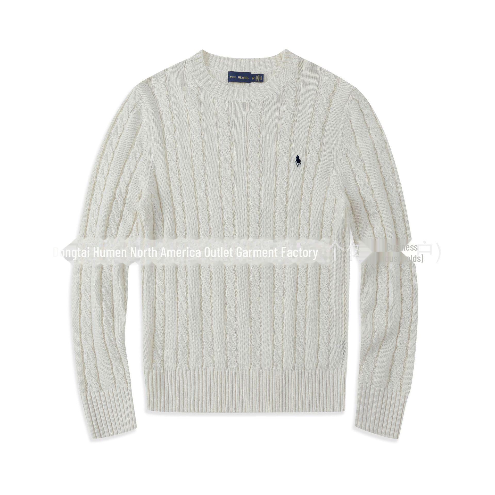 

Мужской шерстяной свитер с круглым вырезом и логотипом RL Pony - Casual Paul Design M белый