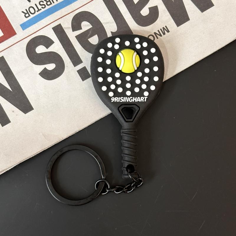 Tennis Keychain Creative PVC Soft Rubber Sports Key Chain Cute Tennis Racket Ball Keyring Fashion Bag Pendant Decoration Gifts