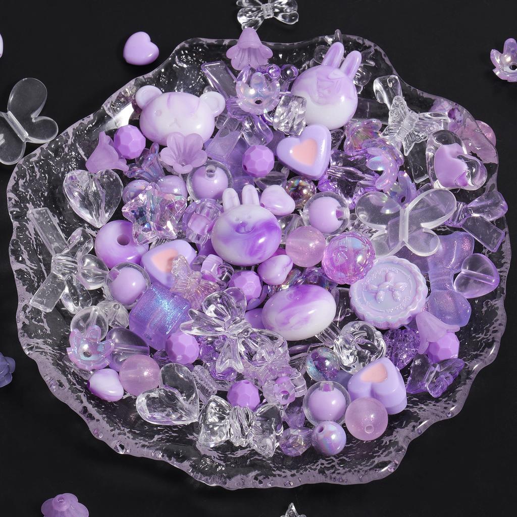 30g/lot Polychrome Acrylic Beads Star Heart Butterfly Mixed Y2K Loose Spacer Bead for Jewelry Making DIY Bracelets Necklace