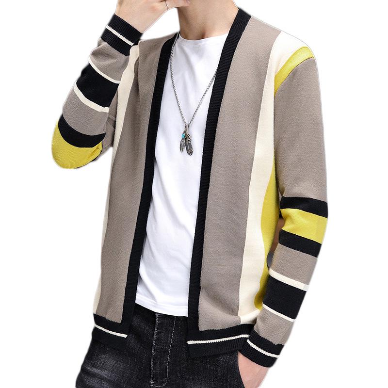 Men's Color Block Knit Cardigan Sweater - Short, Quality Jacket Top