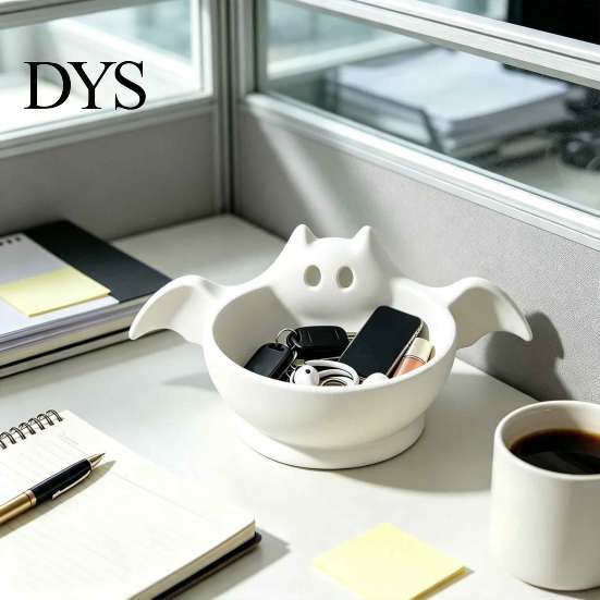 Desktop Organizer for Halloween Candy Bowl, Bat Shape Ceramic Serving Dish, Cute Party Treat Server Tabletop Decoration Snacks And Home Storage Themed
