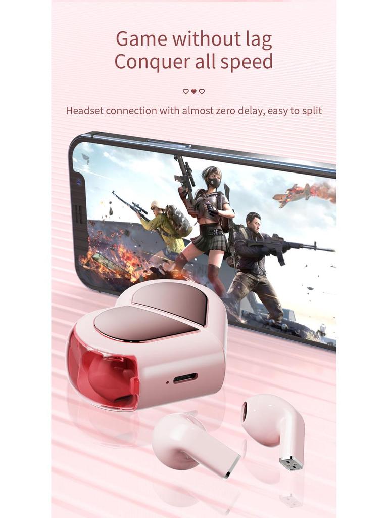 Heart-Shaped K520 Rotatable Bluetooth 5.4 TWS Headset - Deformable Dual Model