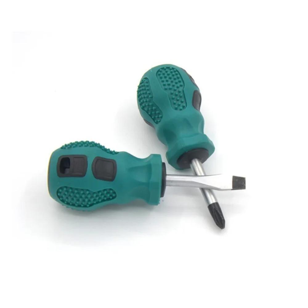 Mini șurubelniță portabilă cu mâner scurt, mâner din cauciuc, cruce magnetică, încasată, șurubelniță cu crestat, scule de mână pentru reparații