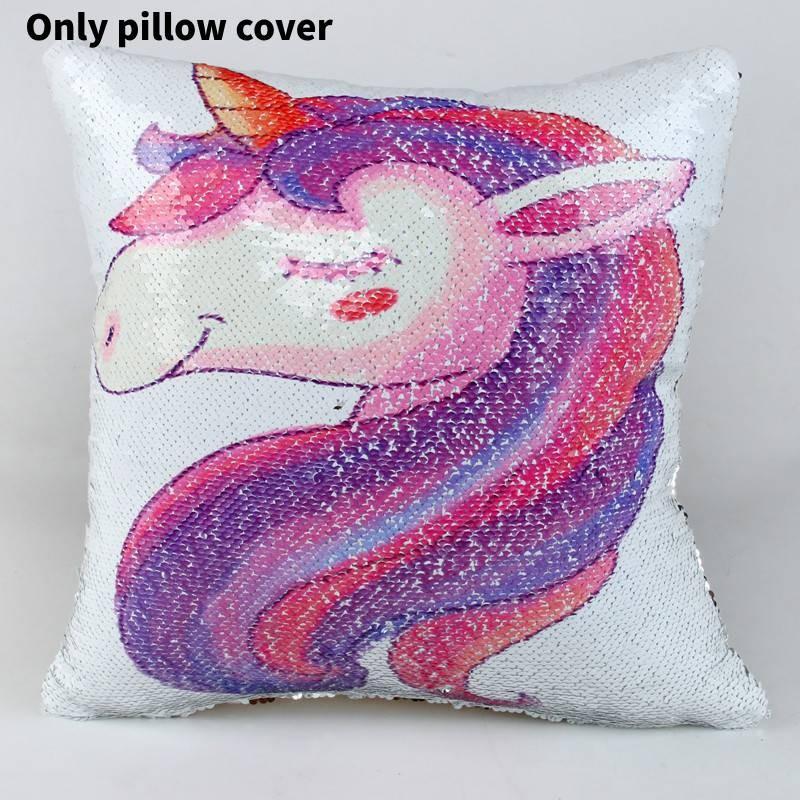 Pillow Unicorn Sequin Cases Cute Cartoon Sofa Cushions Car Decorations Party