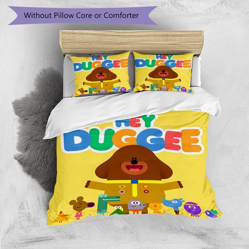 3pcs Hey Duggee3 Design Cover Set - HD Printed Bedding with 1 Cover and 2 Pillowcases - Perfect for Home and Dorm Decor