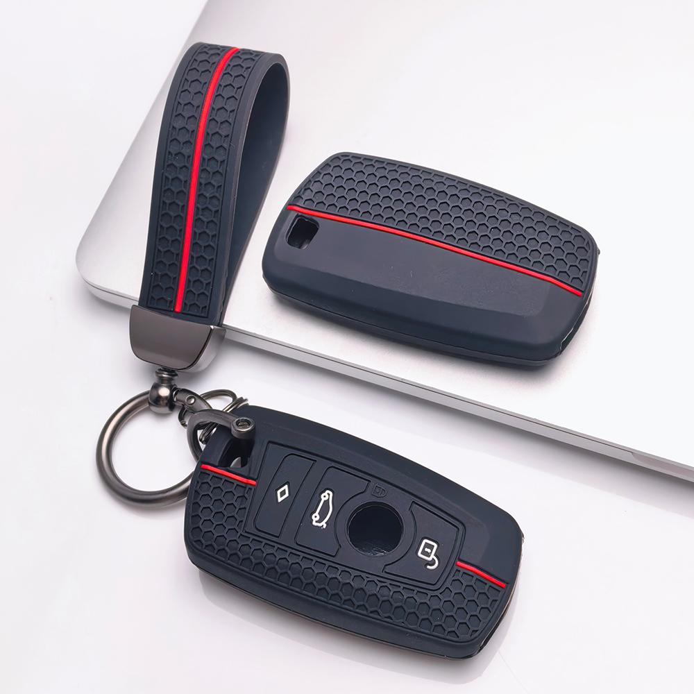 Key Fob Cover for BMW X1 X3 X4 X5 X6 M3 M4 M5 with Keychain Anti-Scratch Guard Shockproof Protection Soft Grip Texture Responsive Button Touch