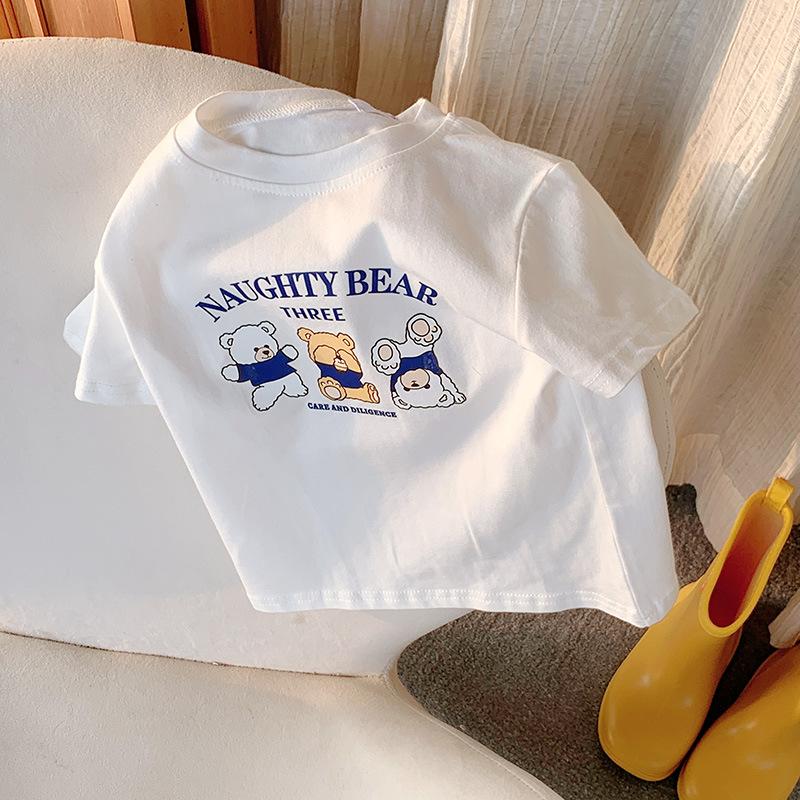 Girls' Casual T-shirt - Summer Children's Cute Pure Cotton Round-neck Top